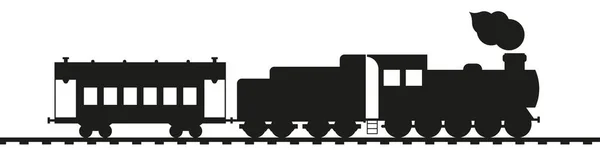 Ретро поїзд. Антикварний паровоз з ніжним і старовинним автомобілем. Залізничний транспорт Векторне мистецтво — стоковий вектор
