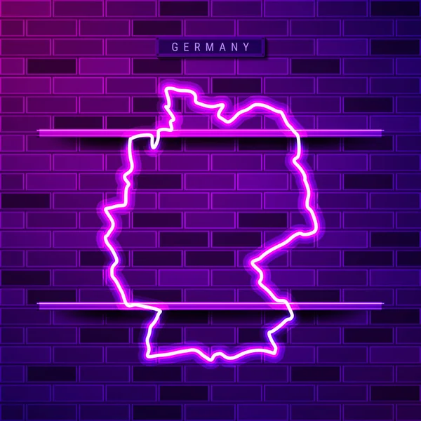Alemania mapa brillante lámpara de neón púrpura signo — Vector de stock