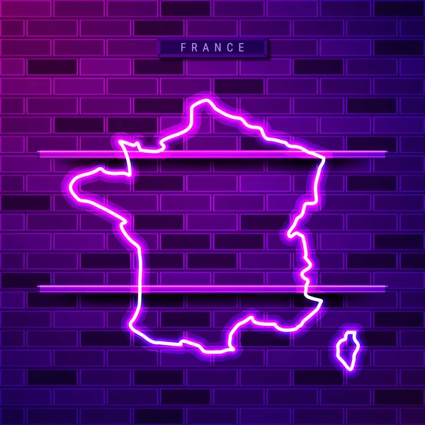 France map glowing purple neon lamp sign — Stock Vector