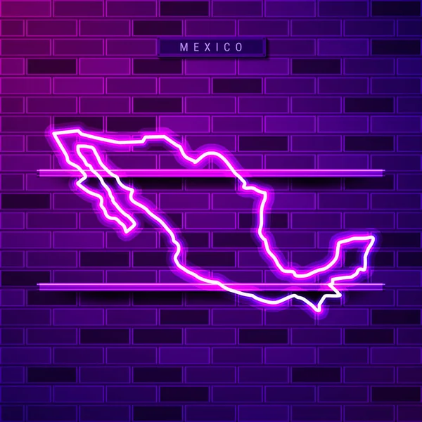 メキシコ地図輝く紫色のネオンランプサイン — ストックベクタ