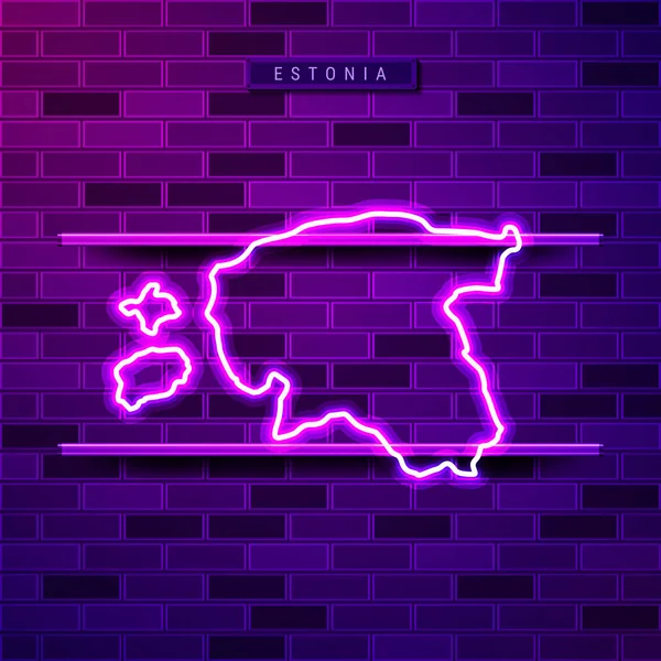 Észtország térkép izzó lila neon lámpa jel — Stock Vector