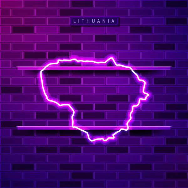 Litevská mapa zářící fialové neonové lampy — Stockový vektor