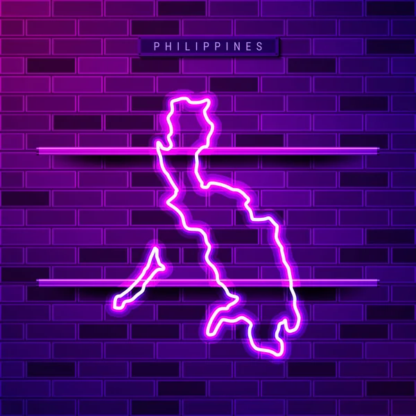 フィリピン地図輝く紫色のネオンランプサイン — ストックベクタ