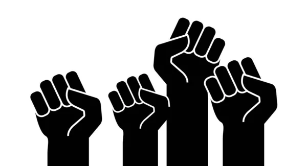 Negro levantó las manos. Puños de poder de protesta. Ilustración vectorial — Vector de stock