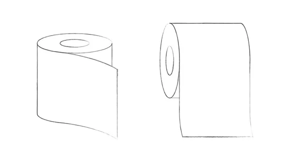 Papel higiénico pintado a mano. Ilustración vectorial plana — Vector de stock