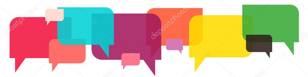 Square text boxes. Speech bubbles collection. Flat vector illustration