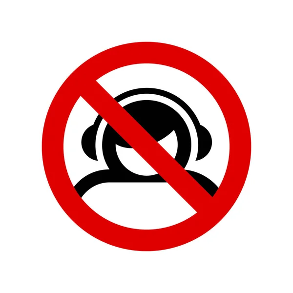 不准戴耳机 禁酒标志禁止通行的标志 在白色上孤立的向量图 — 图库矢量图片