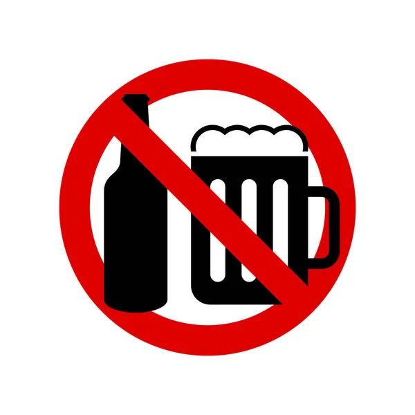 Никакого Пива Знак Запрета Запретный Круглый Знак Векторная Иллюстрация Изолирована — стоковый вектор