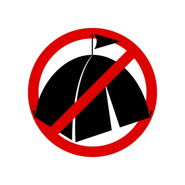 Kein Zelten Verbotsschild Verbotene Zeltrunde Vektor Illustration Isoliert Auf Weiß — Stockvektor