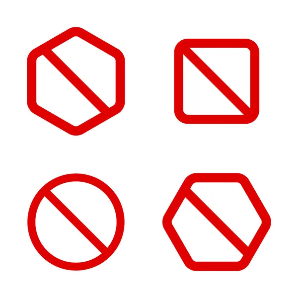 Pas Pancartes Signes Interdiction Forme Différente Panneau Rond Interdit Illustration — Image vectorielle