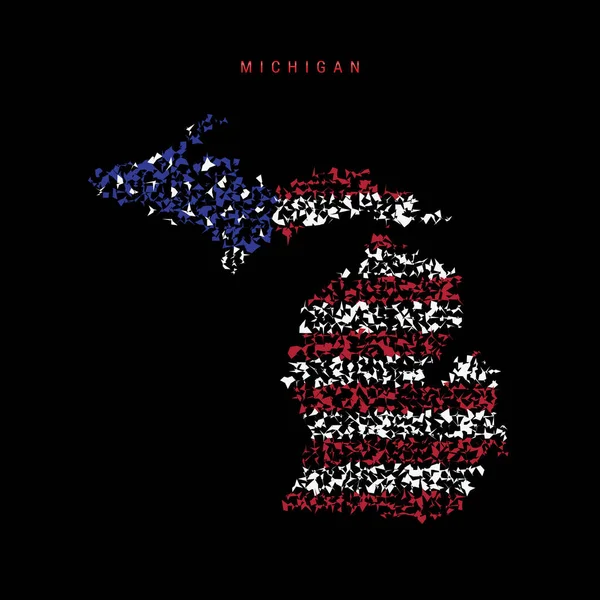Mapa Bandera Del Estado Michigan Patrón Partículas Caóticas Los Colores — Vector de stock