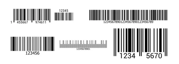 Ícones Código Barras Preto Realistas Conjunto Sinais Código Barras Etiquetas —  Vetores de Stock