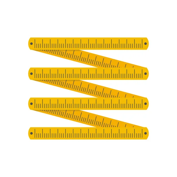 Yellow Folding Rule Zigzag Shape Flat Style Vector Illustration Isolated — Stock Vector