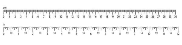 Indicatori Dimensione Con Diverse Scale Unitarie Centimetri Contro Pollici Illustrazione — Vettoriale Stock