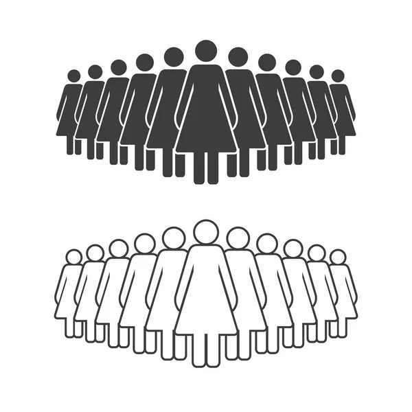 Een groep vrouwen. Vrouwelijke menigte. Plak figuur eenvoudige pictogrammen. Vectorillustratie — Stockvector