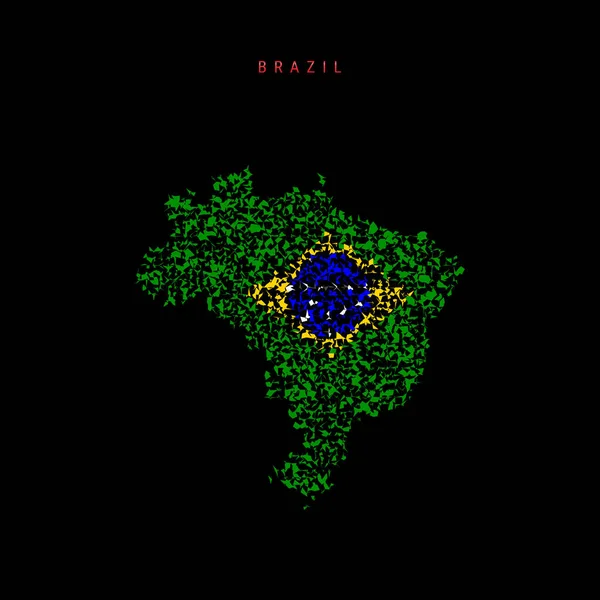 Mapa Bandera Brasil Patrón Partículas Caóticas Los Colores Bandera Brasileña — Archivo Imágenes Vectoriales