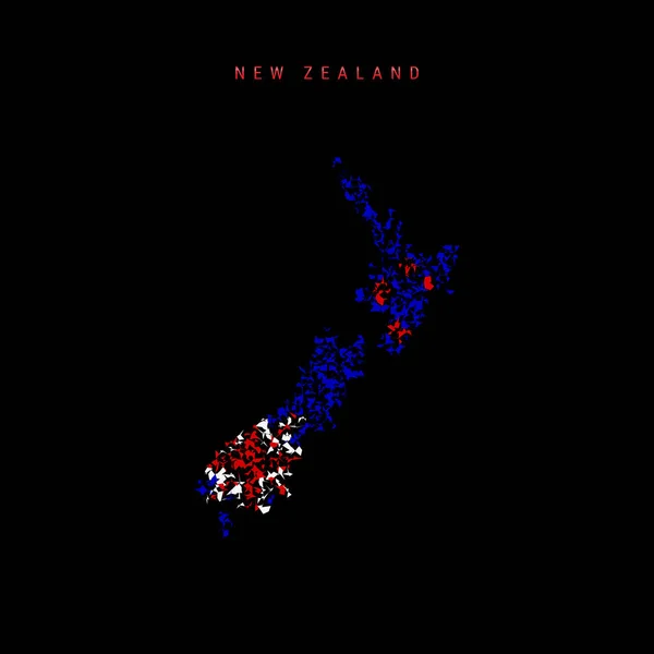 Yeni Zelanda Bayrak Haritası Yeni Zelanda Bayrağının Renklerinde Kaotik Parçacık — Stok Vektör