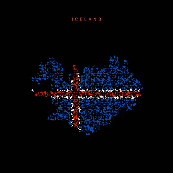 Carte Drapeau Islandais Motif Particules Chaotiques Aux Couleurs Drapeau Islandais — Image vectorielle