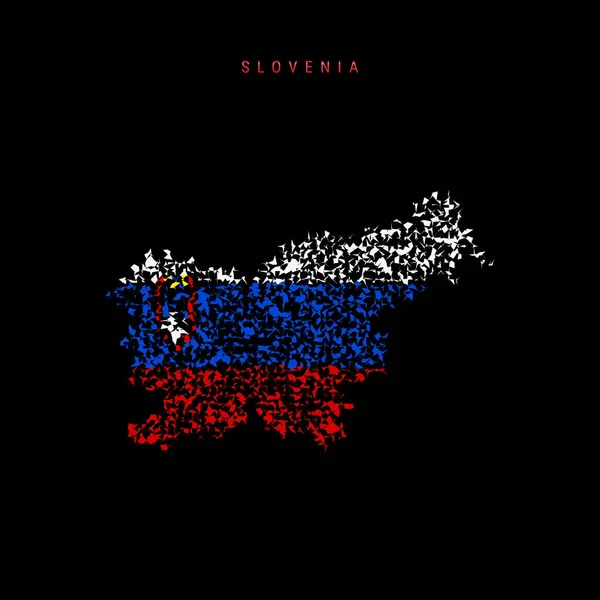 Mapa Bandera Eslovenia Patrón Partículas Caóticas Los Colores Bandera Eslovena — Vector de stock