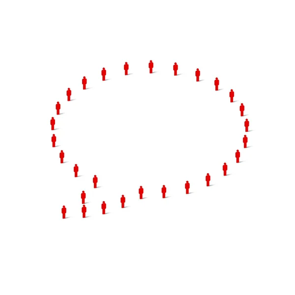 Multitud humana en forma de burbuja de chat círculo. Figura palo rojo iconos simples. Ilustración vectorial — Vector de stock