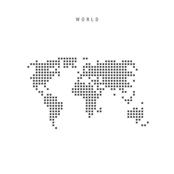 Mapa Patrón Puntos Cuadrados Del Mundo Mapa Píxeles Punteados Globo — Vector de stock