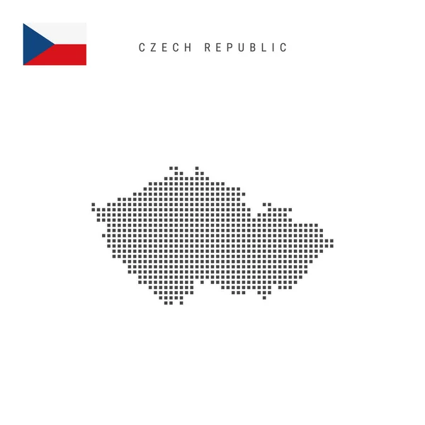 Mapa Patrón Puntos Cuadrados República Checa Mapa Píxeles Punteados Checos — Archivo Imágenes Vectoriales