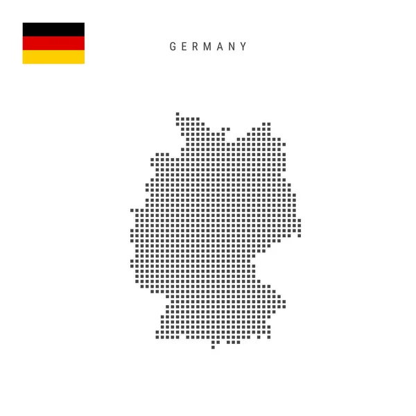Mapa Patrón Puntos Cuadrados Alemania Mapa Alemán Píxeles Punteados Con — Vector de stock