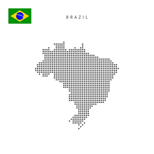 Mapa Patrón Puntos Cuadrados Brasil Mapa Brasileño Píxeles Punteados Con — Archivo Imágenes Vectoriales
