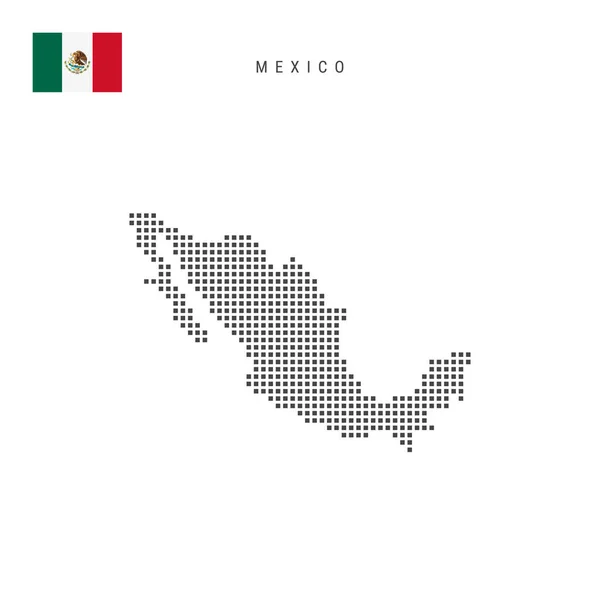 メキシコの正方形のドットパターンマップ メキシコは白い背景に国旗が描かれたピクセルマップを点在させている ベクターイラスト — ストックベクタ