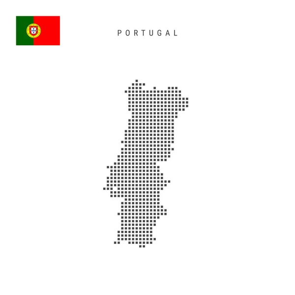 Pontos Quadrados Mapa Padrão Portugal Mapa Pixel Pontilhado Português Com — Vetor de Stock