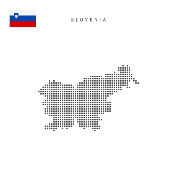 Квадратні Точки Відображення Словенії Словенська Графічна Карта Національним Прапором Ізольованим — стоковий вектор