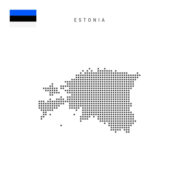 Kwadrat Kropki Wzór Mapy Estonii Estońska Kropkowana Mapa Pikseli Flagą — Wektor stockowy
