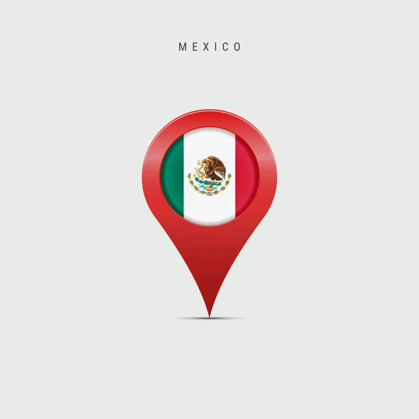 メキシコの旗で地図マーカーをドロップします 位置情報ピンにメキシコの旗が挿入されます ライトグレーの背景にベクトルイラストを分離 — ストックベクタ