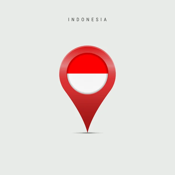 Penanda Peta Dataran Tinggi Dengan Bendera Indonesia Bendera Indonesia Dimasukkan - Stok Vektor