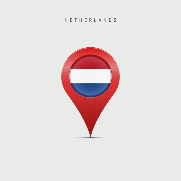 Značka Slzové Mapy Vlajkou Nizozemska Holandska Nizozemská Nizozemská Vlajka Vložena — Stockový vektor
