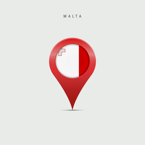 Könnycsepp Térkép Marker Málta Zászlajával Máltai Zászló Beillesztve Helymeghatározó Térképbe — Stock Vector