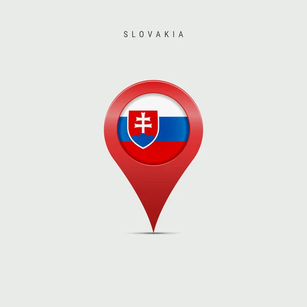 刻有斯洛伐克国旗的泪滴地图标识 斯洛伐克国旗插在位置图销上 在浅灰背景上孤立的向量图 — 图库矢量图片