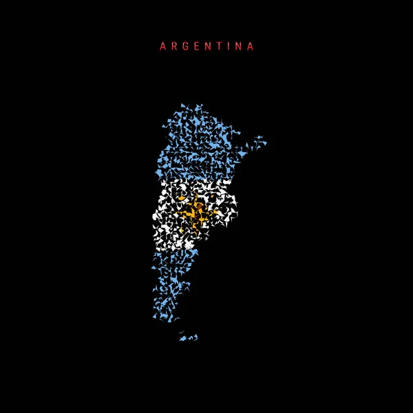 Argentina Flag Map Chaotic Particles Pattern Colors Argentinian Flag Vector — ストックベクタ