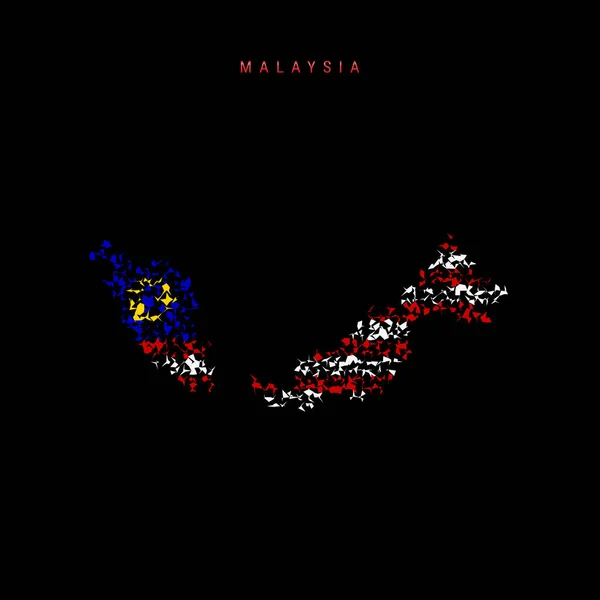 Mapa Bandera Malasia Patrón Partículas Caóticas Los Colores Bandera Malasia — Archivo Imágenes Vectoriales