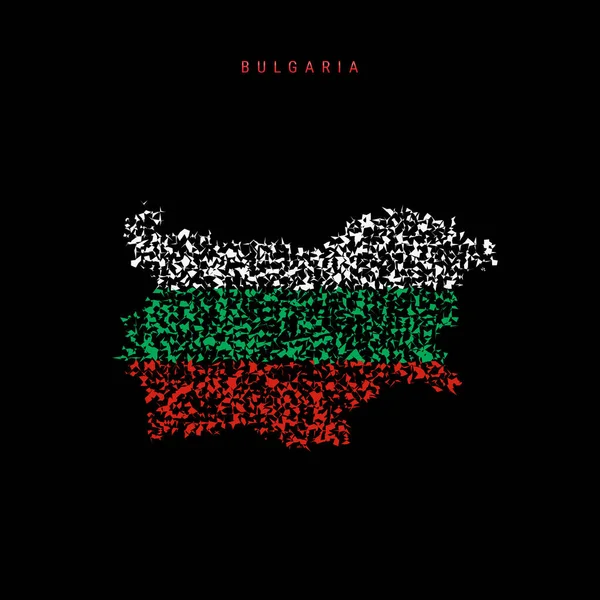 Bulgaria Flag Map Chaotic Particles Pattern Colors Bulgarian Flag Vector — Vetor de Stock