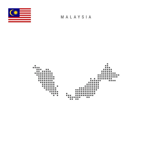 Mapa Patrón Puntos Cuadrados Malasia Mapa Píxeles Punteados Malasia Con — Archivo Imágenes Vectoriales