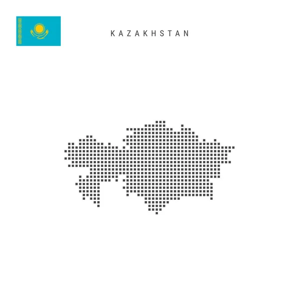 Square Dots Pattern Map Kazakhstan Kazakh Dotted Pixel Map National — ストックベクタ