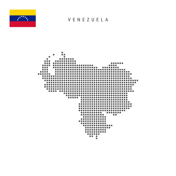Quadratische Punkte Muster Karte Von Venezuela Venezianische Gepunktete Pixelkarte Mit — Stockvektor