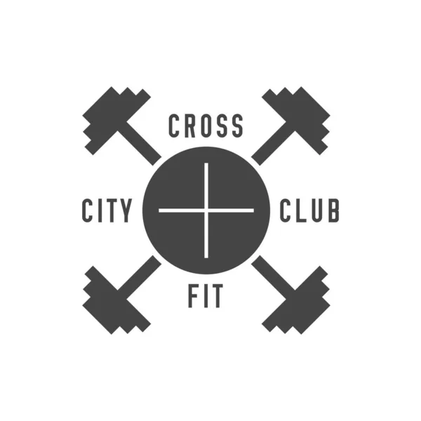 Club de Cross Fit City. Gimnasio culturismo, emblema del gimnasio. Ilustración vectorial — Vector de stock