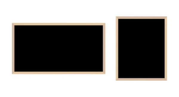 Pizarras negras con marco de madera. Ilustración vectorial aislada — Vector de stock