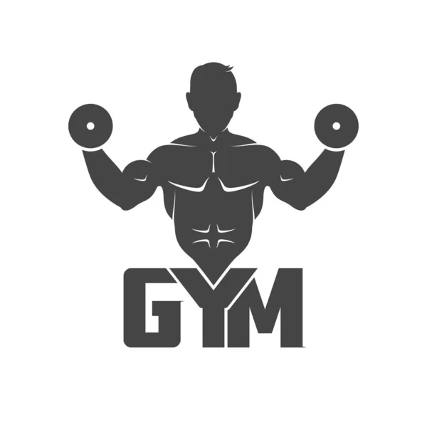 Viktlyftardetaljerad Siluett Gym Emblem Fitness Club Sport Etikett Bricka Vektorillustration — Stock vektor