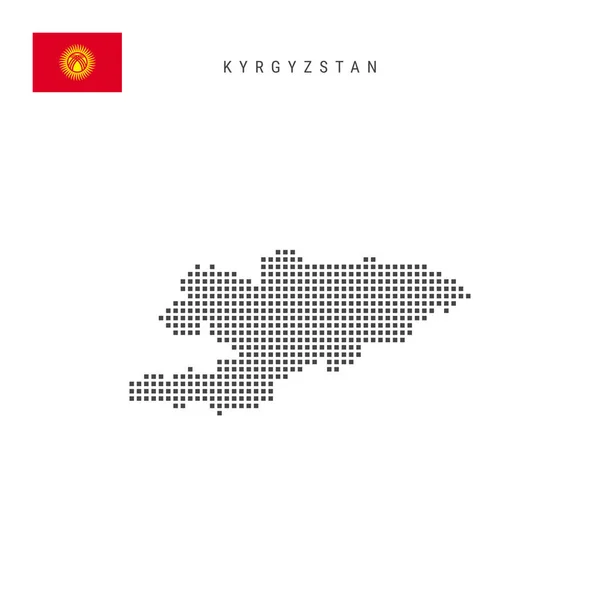 Mapa Kyrgyzstánu Kyrgyzské Tečkované Pixelové Mapy Národní Vlajkou Izolované Bílém — Stockový vektor