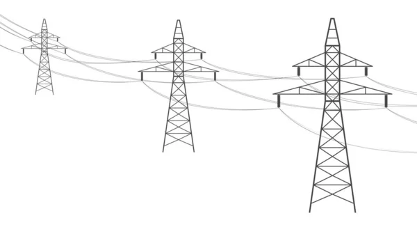 Linea Elettrica Aerea Trasmissione Energia Elettrica Linee Elettriche Alta Tensione — Vettoriale Stock