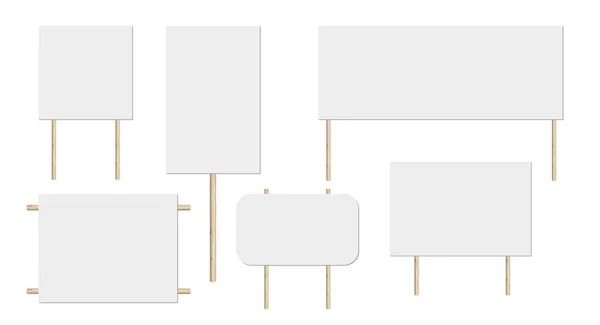 Blanco Bordje Realistisch Whiteboard Houten Stokken Vierkante Plank Model Hulptemplates — Stockvector