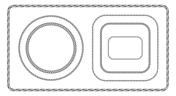 Conjunto Marco Cuerda Monocromática Ilustración Vectorial Plana Aislada Sobre Fondo — Archivo Imágenes Vectoriales